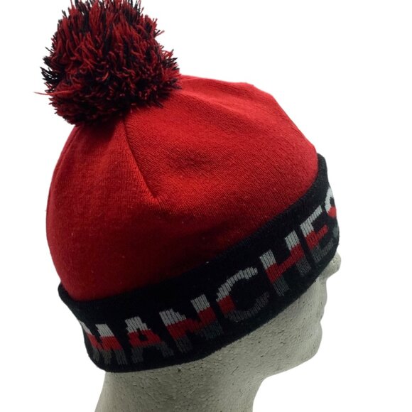 Manchester United F.C. Official Acrylic Knit Beanie Hat Pom Pom - Picture 2 of 6